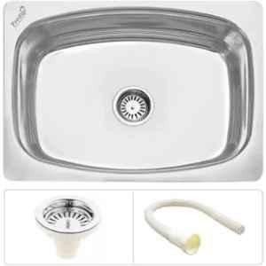 Prestige 24x18x9 inch Stainless Steel 304 Silver Oval Single Bowl Kitchen Sink with Waste Pipe & Waste Coupling