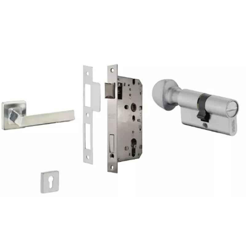 Dorset ML Series Fabio 60mm Stainless Steel Silver Chrome Finish Door Handle Lock Set with Coin & Knob (Pack of 4)