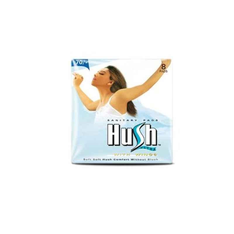 Hush Ultra Thin 8 Pcs 280mm Straight Sanitary Napkins with Wings, HUT280-4-7 (Pack of 5)