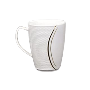 Deco Pride 250ml Ceramic Silver Gold Band Design Coffee Mug, CM(6)-109-73G (Pack of 6)