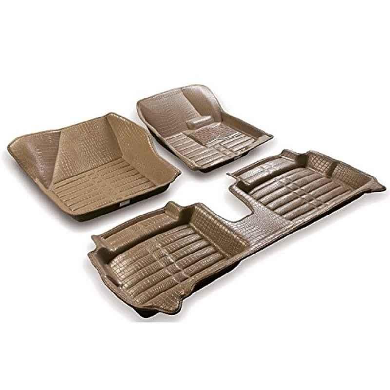 Kozdiko 3 Pcs 5D Beige Car Foot Mat Set for Hyundai i20 Elite, koz_31832