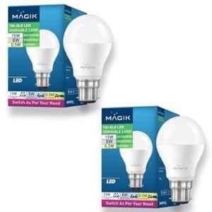 Magik TriGlo 15W 6500K B22 Cool White 3-in-1 LED Dimmable Bulb (Pack of 2), LUTG01501567E2