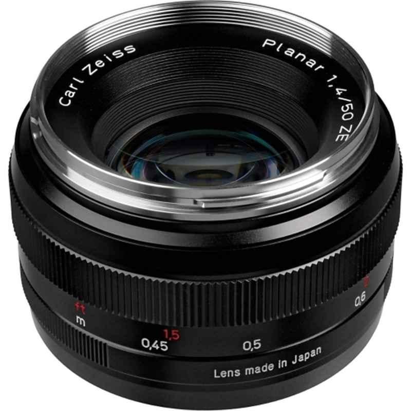 Zeiss Planar T 1.4/50 ZE 50mm F1.4 Black Telephoto Camera Lens for Canon EF Mount Camera, 1677-817