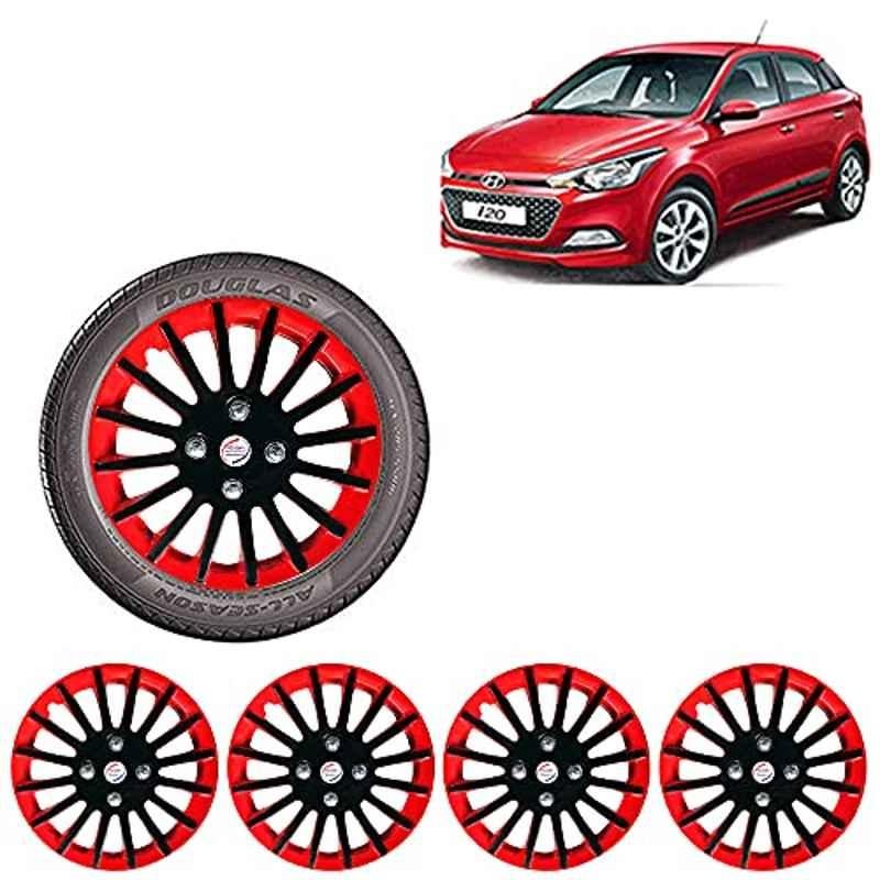 Auto Pearl 4 Pcs 14 inch Red & Black Wheel Cover Set for Hyundai i20 Elite