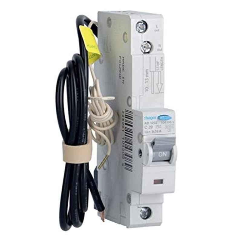 Hager 30mA 6kA Residual Current Circuit Breaker with Over Current Protection, AD120Z