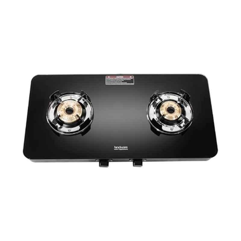 Hindware Alverio Neo 2B AI Glass Top Cooktop with 2 Brass Burner & Automatic Ignition, CT 100249
