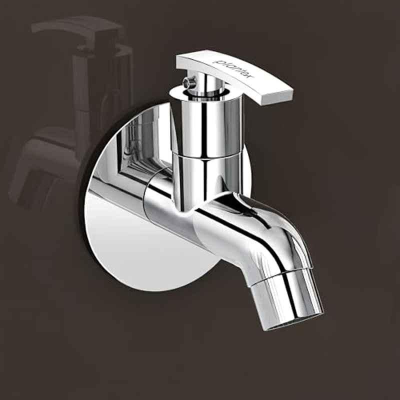 Plantex Pure Brass COL-1001 Water Tap for Bathroom with Water-Saving Technology Taps with Wall Mount Bib Tap/Basin Tap for Home- 7 Year Warranty Chrome Finish
