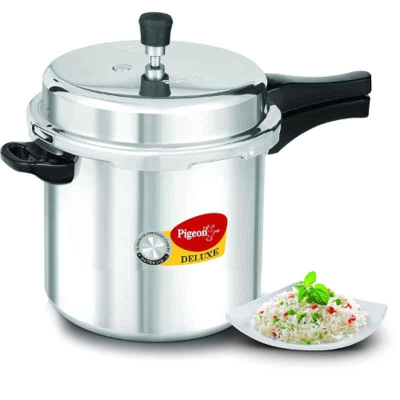 Pigeon Deluxe 10L Aluminium Silver Outer Lid Pressure Cooker without Induction Base by Stovekraft, 105