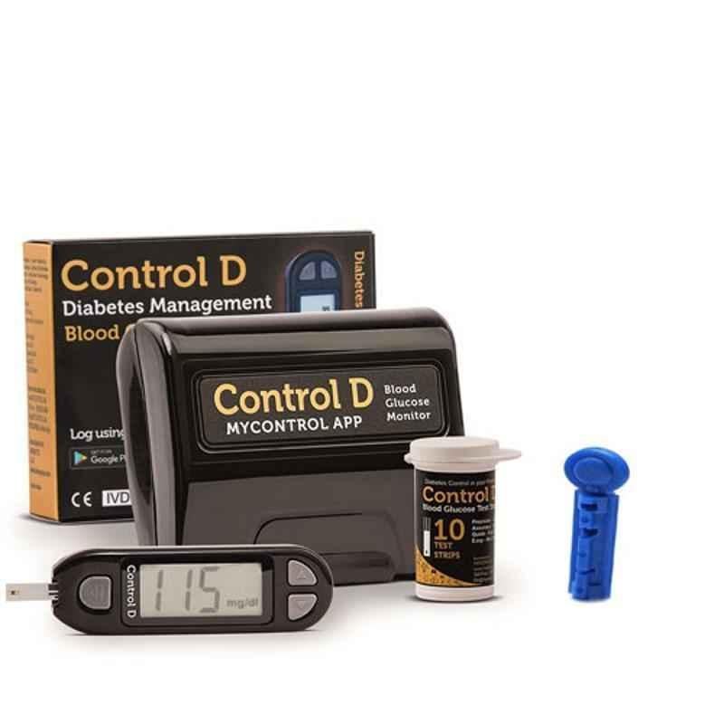 Control D Glucometer with 10 Test Strips"|" HDCDSTP001 & Euroclix 100 Pcs 30 Gauge Blood Lancet Box