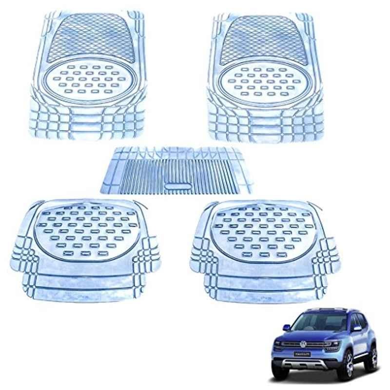 Kozdiko 5 Pcs 6605 PVC & Rubber Clear Car Foot Mat Set for Tata Safari Strome