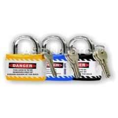 Asian Loto 3 Pcs Metal & Plastic Yellow, Blue & Black Regular Shackle Jacket Padlock Set with 3 Keys, ALC-LPR