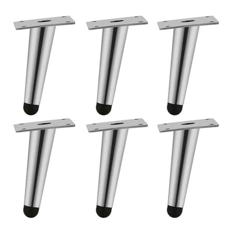 Plantex 4 inch Stainless Steel Silver Sofa Legs with Rubber Grip (Pack of 6)