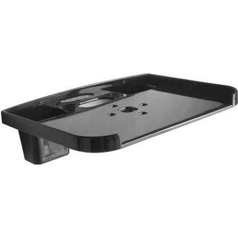 Logger Plastic Black Wall Shelf Set Top Box Stand with 2 Remote Holder