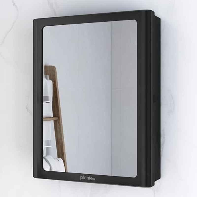 Plantex 14x18 inch ABS Plastic Black Wall Mounted Bathroom Mirror Cabinet