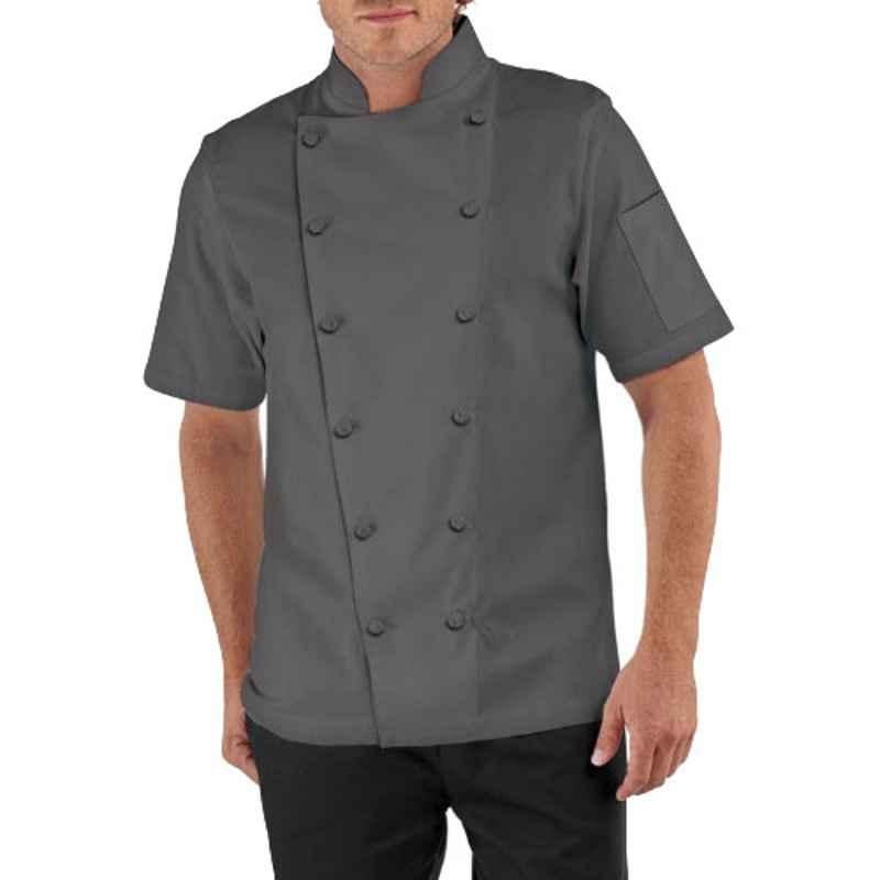 Superb Uniforms Polyester & Cotton Grey Half Sleeves Chef Coat, SUW/Gy/CC022, Size: M
