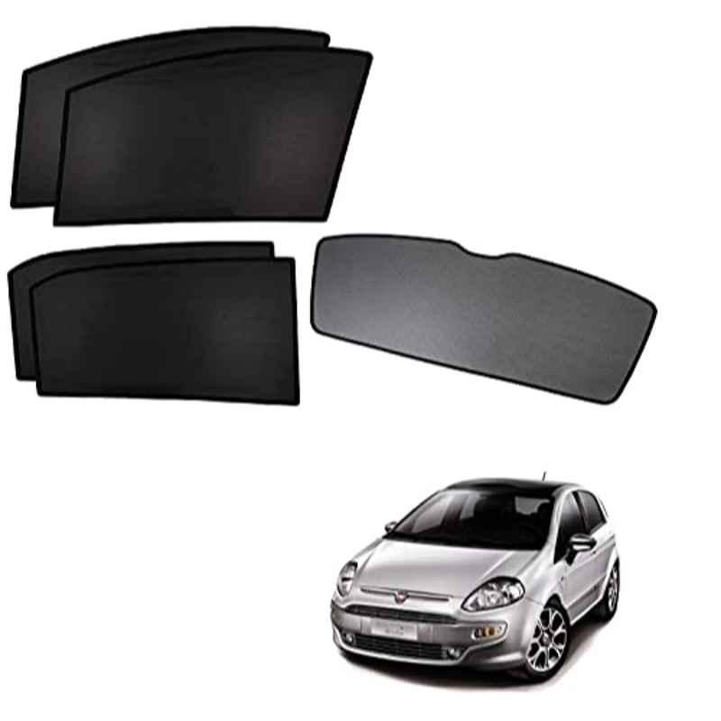 Kozdiko 5 Pcs Polyester Black Non Magnetic Window & Rear Sun Shades Set for Fiat Punto Evo