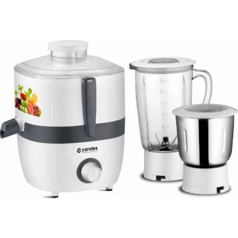 Candes Punch 550W ABS White & Grey Juicer Mixer Grinder with 2 Jars