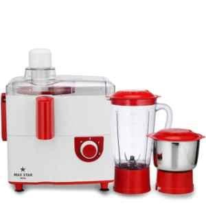 MAX STAR Nova JMG06 450W Red & White Juicer Mixer Grinder with 2 Jars