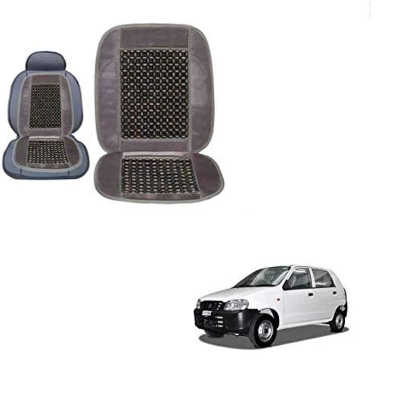 Kozdiko Wooden Bead Seat with Grey Velvet Border for Maruti Suzuki Alto