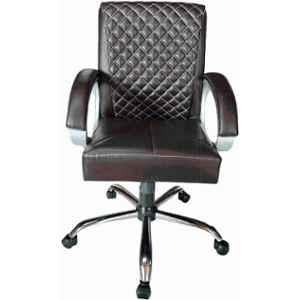 RM HOME Nosa Leather Medium Back Brown Executive Chair