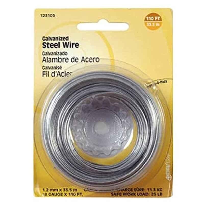 Hillman 100ft 32 Gauge Grey Galvanized Steel Wire
