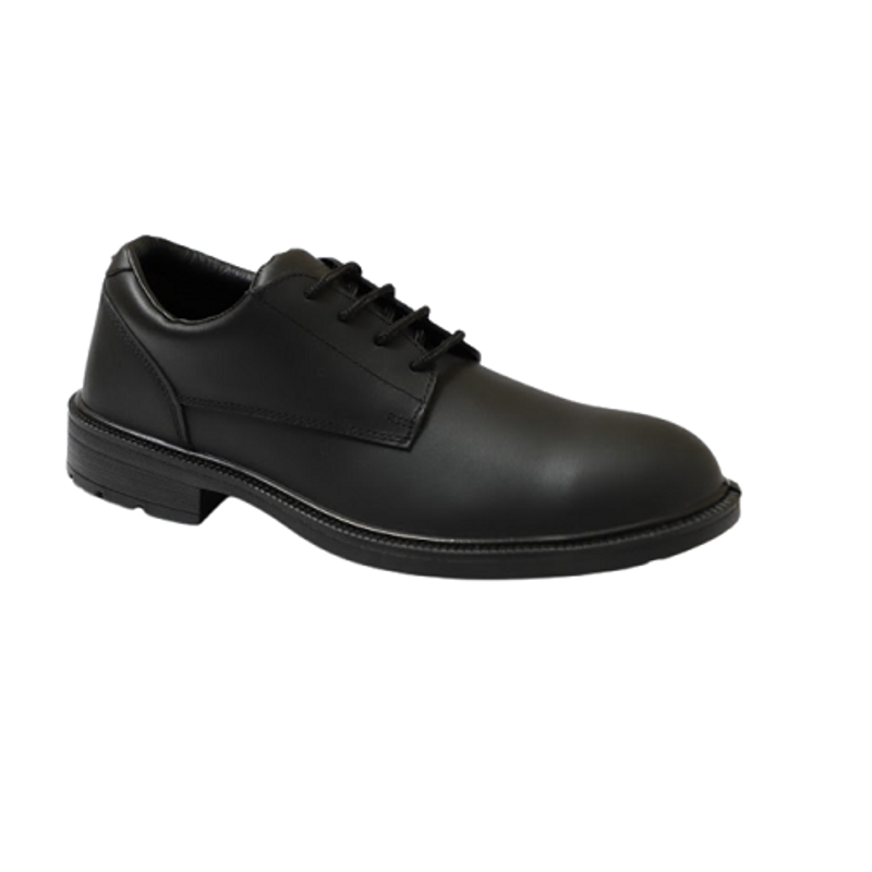 Blacksteel ES 01 Leather Steel Toe Black Work Safety Shoes, Size: 6