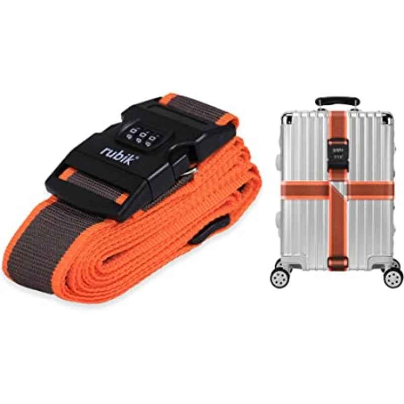 Rubik 150 inch Orange & Grey Cross Luggage Strap with Password, RBLSCB150