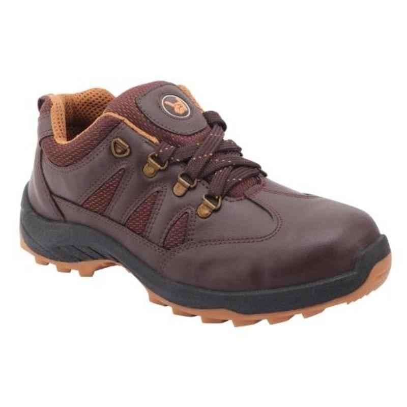 Hillson Swag 1904 Robust Synthetic Leather Steel Toe Brown Work Safety Shoes, Size: 10