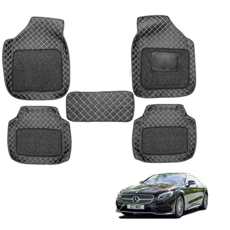 Kozdiko 5 Pcs Waterproof & Luxury 7D Black Leatherette Car Floor Mat Set for Mercedes Benz S Coupe