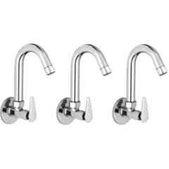 Senkiddpro Stainless Steel Chrome Finish Wall Mounted 360 Degree Moving Sink Tap (Pack of 3)