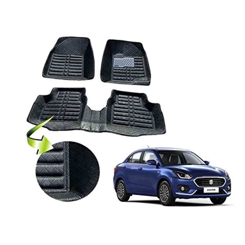 Kozdiko 3 Pcs 5D Black Car Foot Mat Set for Maruti Suzuki Swift Dzire 2017-Present, koz_45541