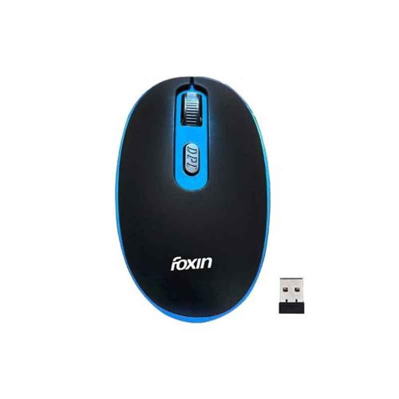 Foxin VIBRANT Blue Wireless Optical Wheel Mouse with Nano Receiver, FWM-9099