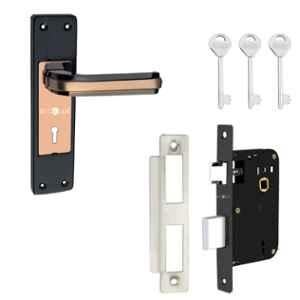Buckler 8 inch Iron & Stainless Steel Gold & Black Glossy Door Handle Set, B-356-BLK-1 Set