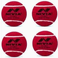 Nivia COMBO Cricket Tennis Ball, Heavy Weight, Red (Pack of 4) Cricket Tennis Ball (Pack of 4)
