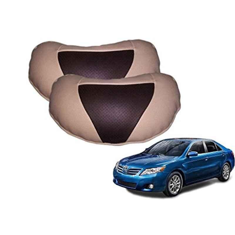Kozdiko 2 Pcs Brown & Beige Neck Rest Set for Toyota Camry, koz_38969