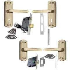 Ojass 4 Pcs Stainless Steel & Aluminium Brown Mortise Door Lock Set, BML65BL+ S05MBAB