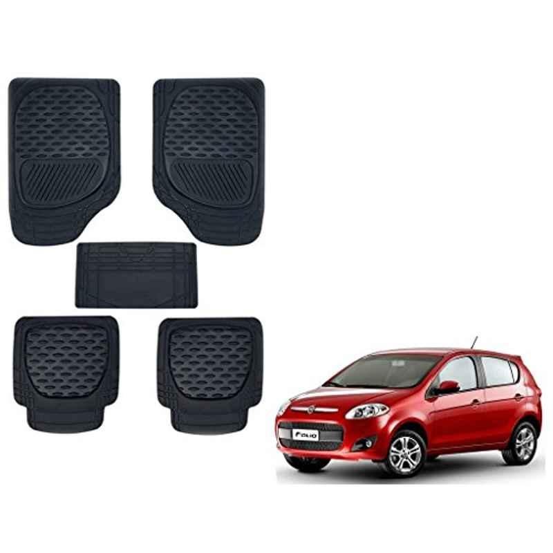 Kozdiko 6255TW 5 Pcs PVC & Rubber Black Car Mat Set for Fiat Palio