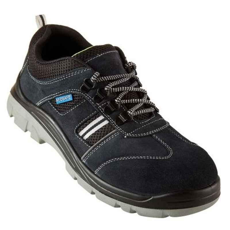 Neosafe A7019 Leather Steel Toe Blue Sporty Work Safety Shoes, Size: 7
