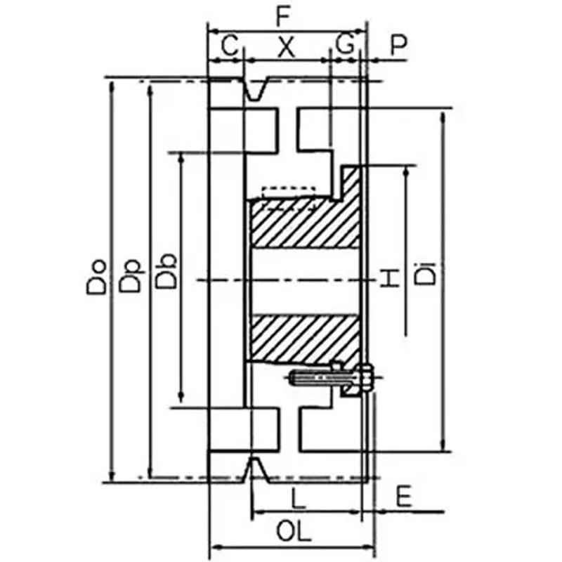 Mitsuboshi Maxstar 400mm 5V Belt 5 Groove Wedge Pulley, 400-5V-5-R1-picture-13