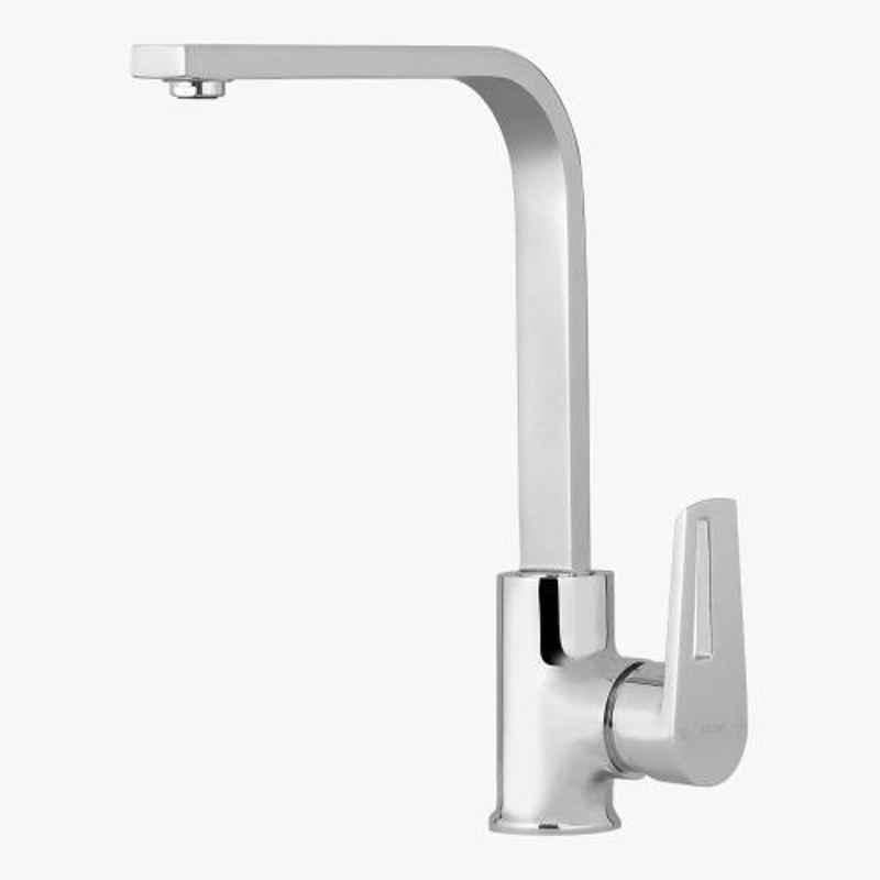 Kerovit Chime Silver Chrome Finish Single Lever Deck Mounted Sink Mixer with Swivel Spout, KB911047