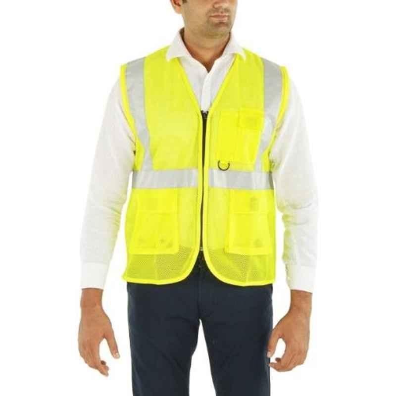Club Twenty One Workwear Large Yellow Polyester Safety Jacket with 2 inch Reflective Tape