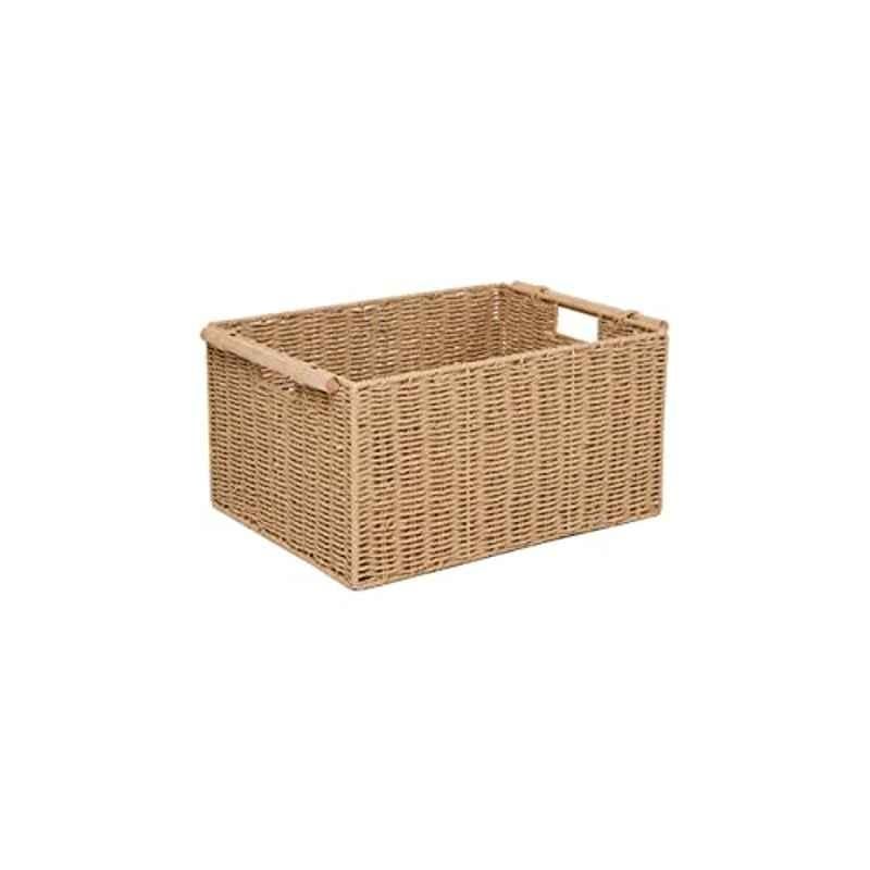 Homesmiths 35x24x16cm Storage Basket with Wooden Handle,, Size: Small
