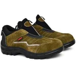 Ozarro Suede Leather Steel Olive Toe Safety Shoes, S4440, Size: 6