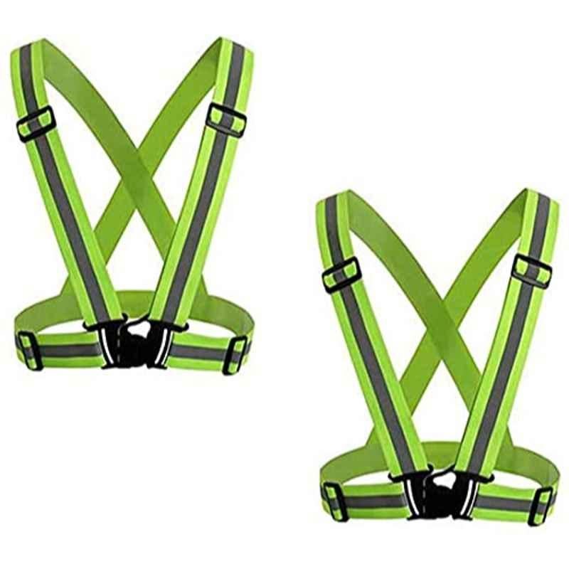 Aqson 2 Pcs Green Adjustable Reflective Vest Belt with High Visibility Set