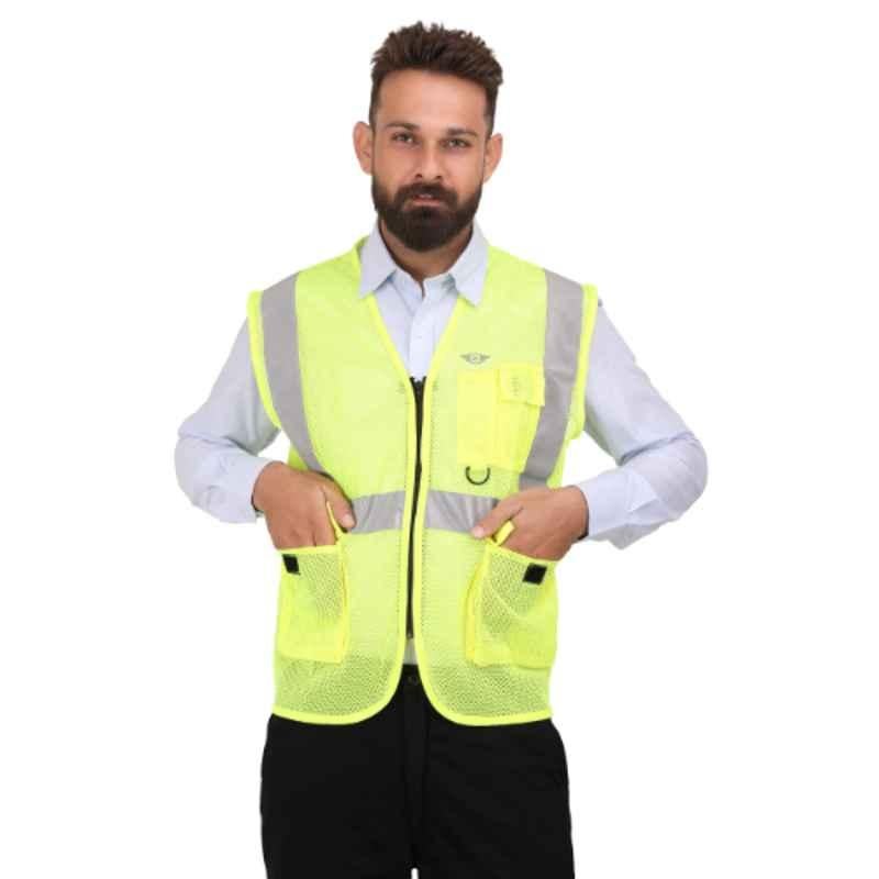 Club Twenty One Workwear Dixon Polyester Yellow Safety Reflective Vest Jacket, 1001, Size: L