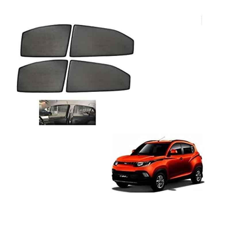 Kozdiko 4 Pcs Mesh Black Non-Magnetic Car Sun Shade Set for Mahindra KUV 100