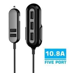 Portronics Car Power 4 Black & Grey Car Charger with 5 Port, POR-761KG