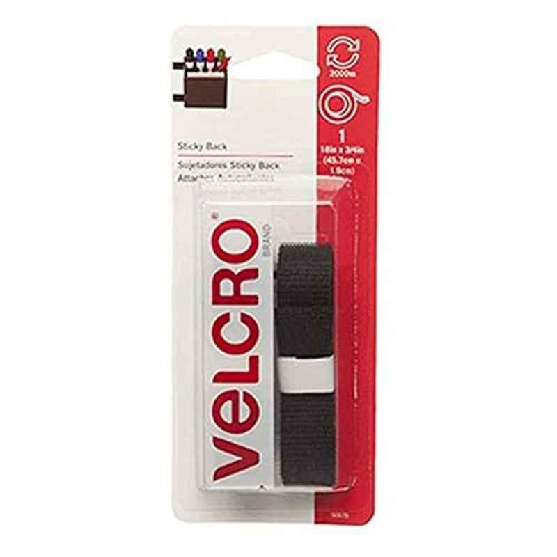 Velcro 18x3/4 inch Black Adhesive Back Tape