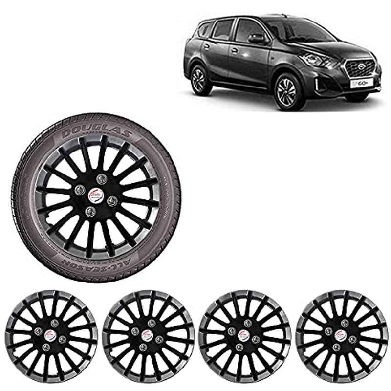 Auto Pearl 4 Pcs 13 inch ABS Black Premium Car Wheel Cover Set for Datsun Go Plus