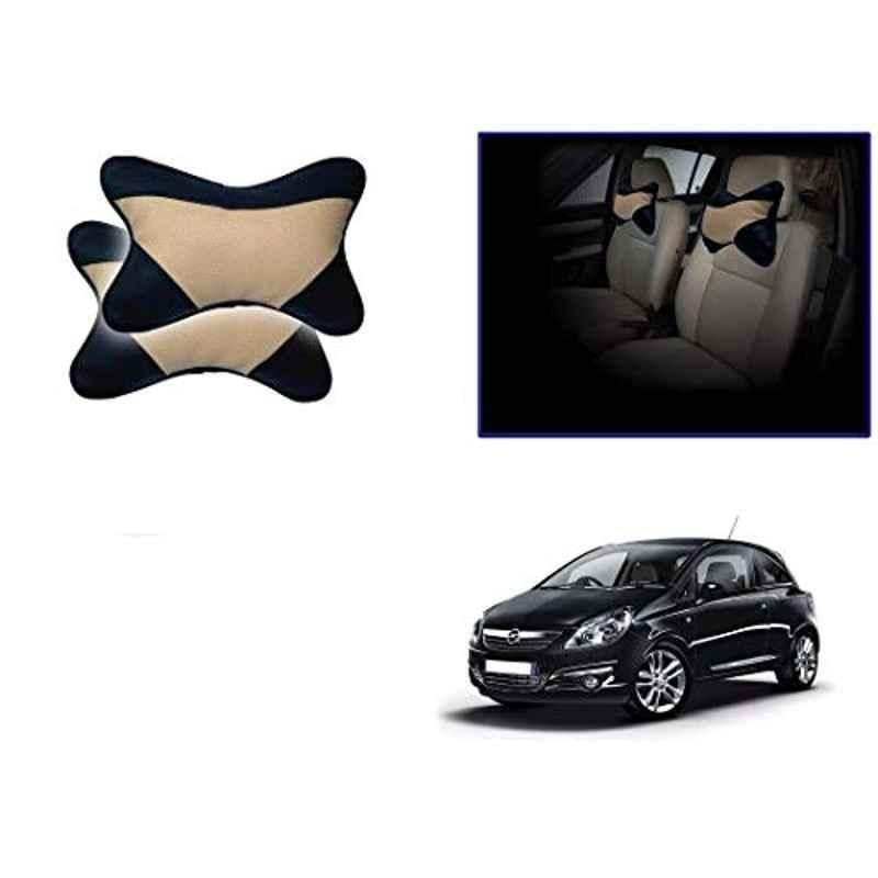 Kozdiko 2 Pcs Memory Foam Beige & Black Car Neck Rest Cushion Pillow Set for Opel Corsa